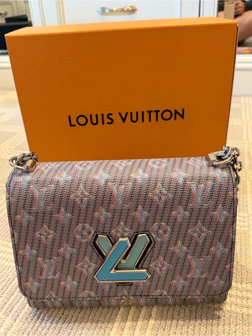 Louis Vuitton Twist Damier Monogram LV Pop MM Blue - Limited Edition